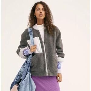 NWOT WE THE FREE Rivington Sherpa Jacket Faux Fur Oversized Gray Lilac medium